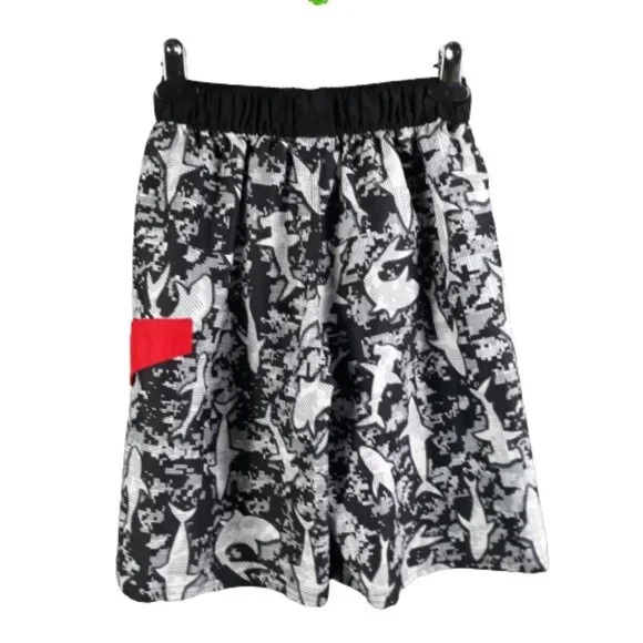 Adidas Boys Pull-On Board Shorts Swim Trunks w Cargo Pocket - Shark Print - M - Picture 2 of 8
